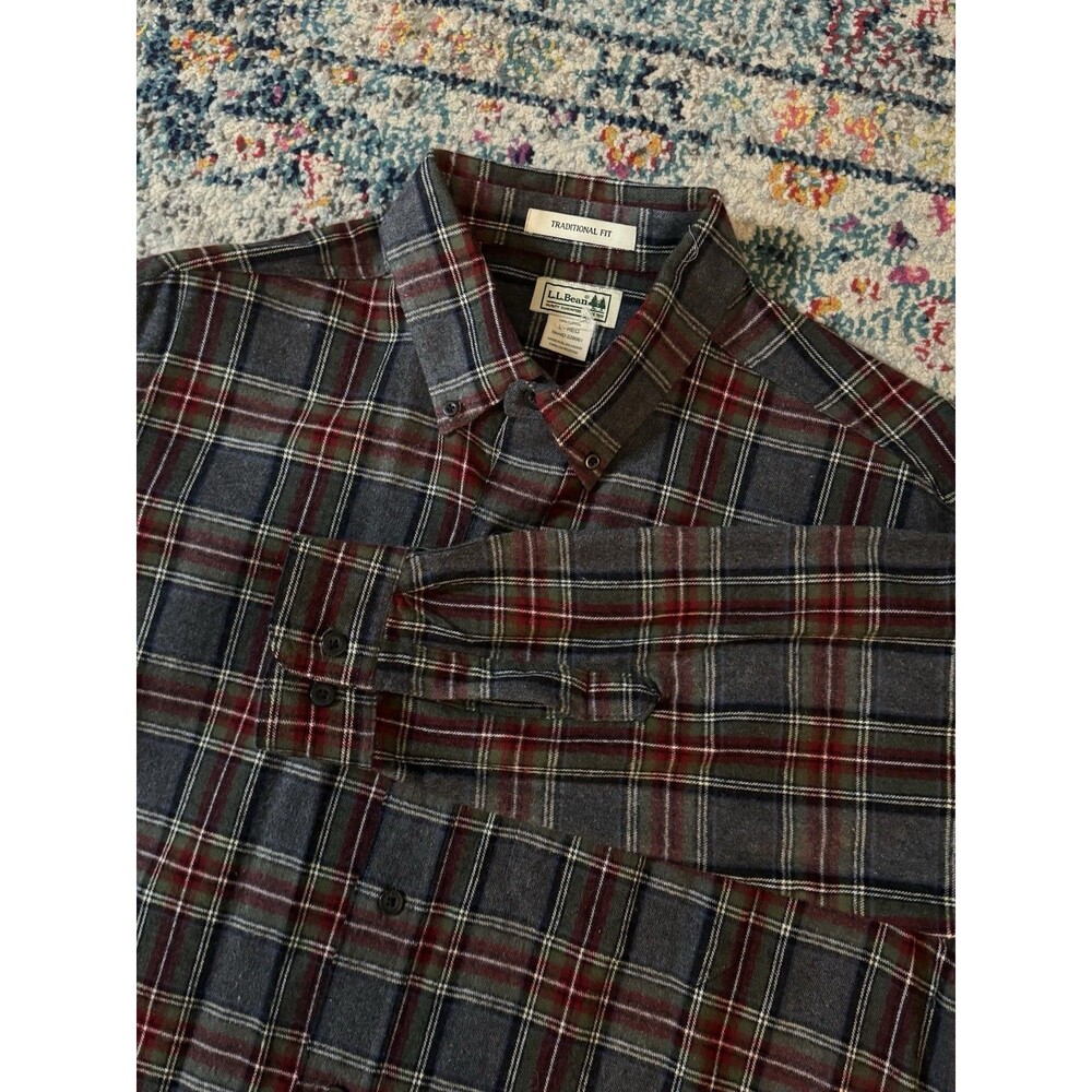 L.L. Bean Men's Scotch Plaid Flannel Shirt Traditional Fit Size Large